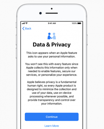 Apple korostaa yksityisyyden huomioimista.