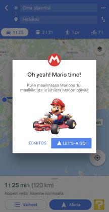 Mario ilmestyy Google Mapsiin.
