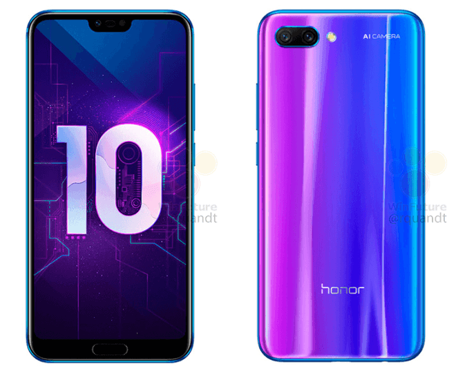 Myös Honor 10 on saamassa liukuvärin yhdeksi vaihtoehdoksi. Honor 10:n tapauksessa väri yhdistää violettia ja sinistä.