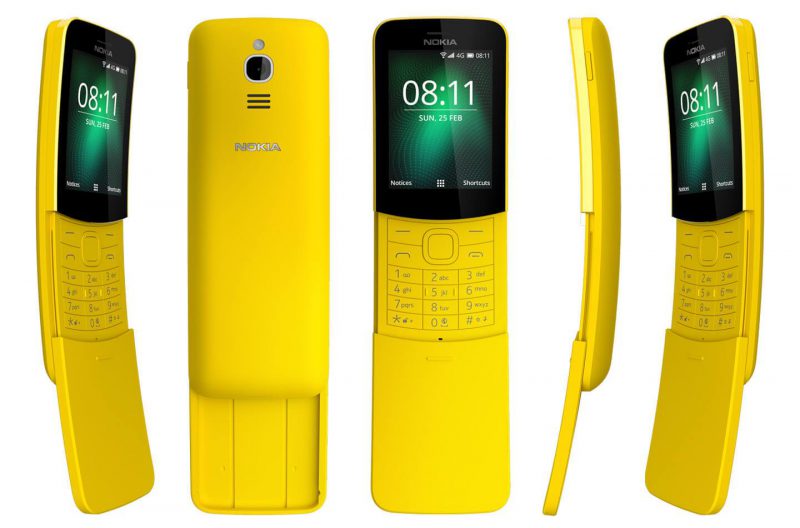 Nokia 8110 4G eri kuvakulmista.