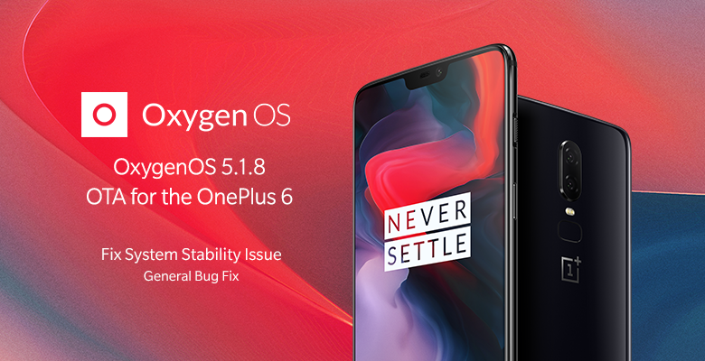 OnePlus 6:lle on julkaistu OxygenOS 5.1.8 -päivitys.