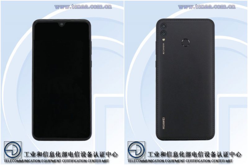 Tuleva Huawei-puhelinmalli Kiinan TENAA-viranomaisen kuvissa.