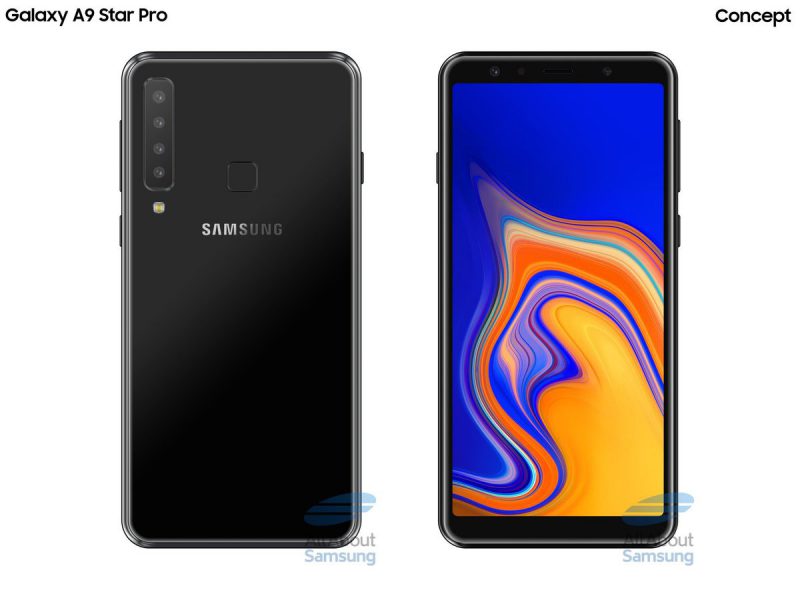 AllAboutSamsungin konseptikuva Samsungin uutuudesta lisätyllä kameralla verrattuna Galaxy A7:ään. Ei välttämättä vastaa todellisuutta.