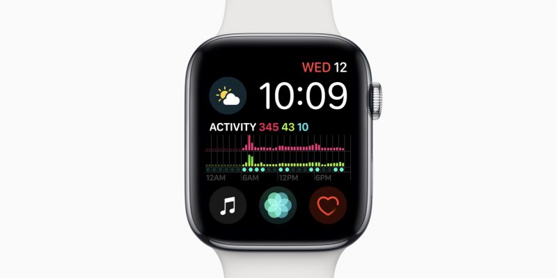 Vuorokauden aktiivisuustiedot tunnettain Infograph Modular -kellotaulussa uudessa Apple Watch Series 4:ssä.