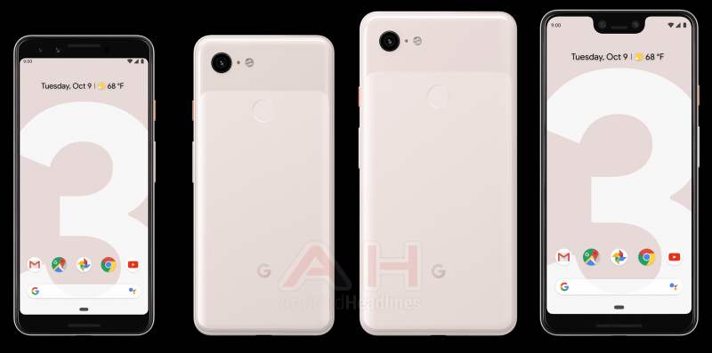 Googlen Pixel 3 ja Pixel 3 XL pinkissä Sand-värissä. Kuva: AndroidHeadlines.