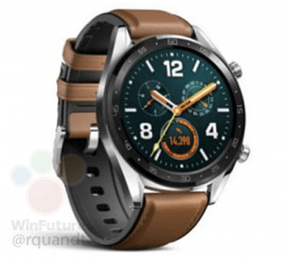 Huawei Watch GT:n klassisempi versio. WinFuture.de-sivustolla aiemmin julkaistu vuotanut kuva.