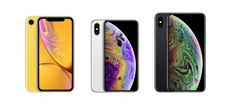 Applen vuoden 2018 iPhone-uutuudet: iPhone XR, iPhone XS ja iPhone XS Max. Koko kolmikko tukee Face ID -kasvojentunnistusta.