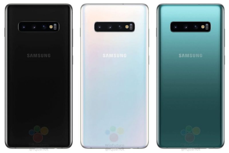 Samsung Galaxy S10+ takaa eri väreissä. Kuva: WinFuture.de.