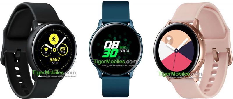 Uusi Samsung-älykello eri väreissä TigerMobiles.com-sivuston julkaisemassa kuvassa.