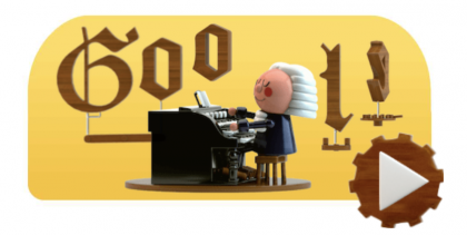 Google-doodle kunnioittaa tänään säveltäjä Johann Sebastian Bachia.