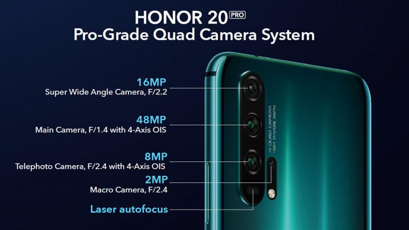Honor 20 Prossa on neljä takakameraa.