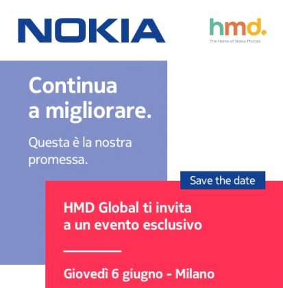 HMD Globalin 6. kesäkuuta Italiassa järjestettävän tilaisuuden kutsukuva.
