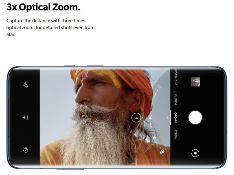 OnePlus on mainostanut OnePlus 7 Prota 3x optisella zoomilla.