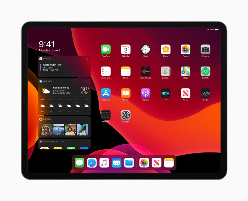 Myös iPadOS sisältää tumman tilan ja Tänään-näkymän voi nyt tuoda osaksi kotinäkymää.