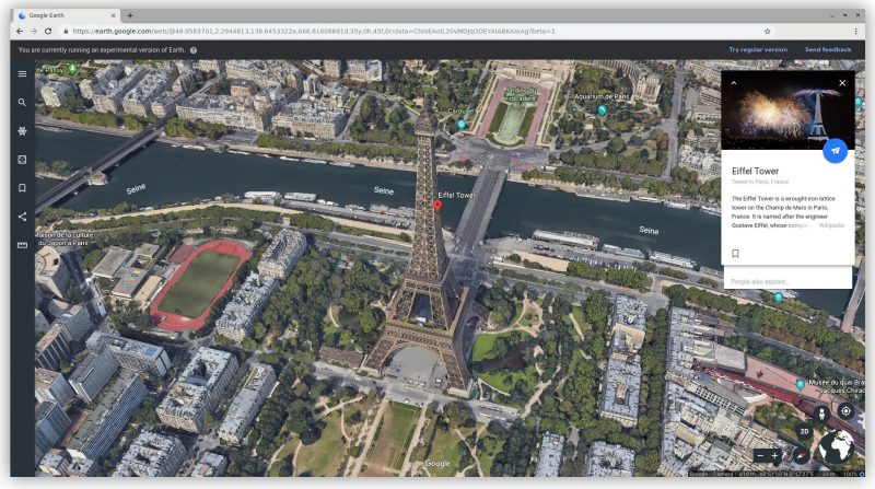 Google Earthilla voi tutkia maapalloa ja sen eri paikkoja.