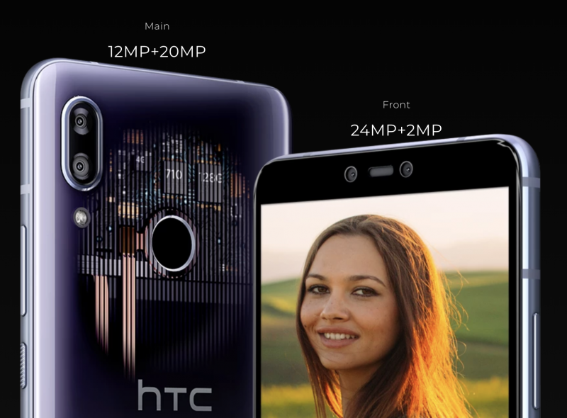 HTC U19e:n yhteensä neljä kameraa.