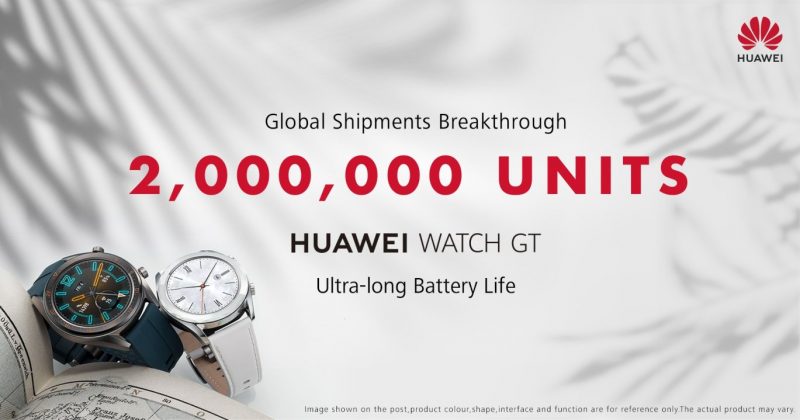 Huawei Watch GT:n toimitukset ovat ylittäneet 2 miljoonan rajan.