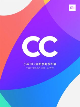 Xiaomin CC-sarjan ensimmäiset älypuhelimet julkistetaan 2. heinäkuuta.