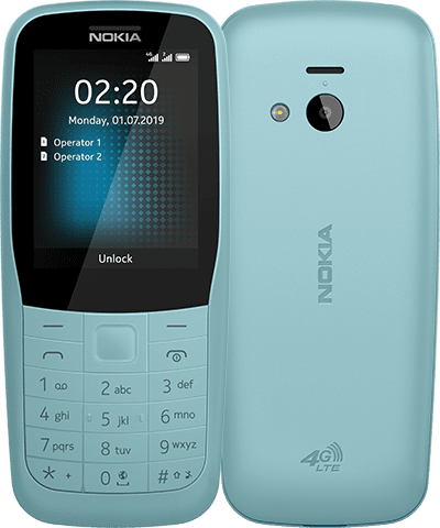 Nokia 220 4G sinisenä.