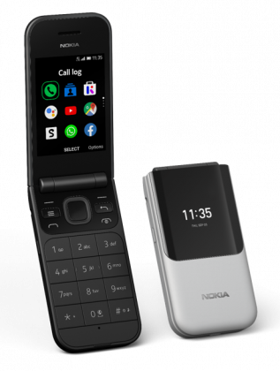 Nokia 2720 Flip on rakenteeltaan perinteinen simpukkapuhelin kansi- ja sisänäytöllä.