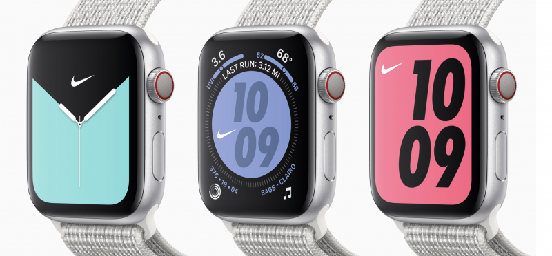 Apple Watch Series 5:n Nike-versioissa on omat Nike-kellotaulunsa.