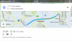 Kuvankaappaus Google Mapsin iPhone-versiosta