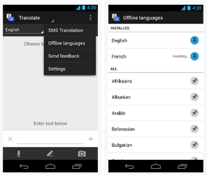 Kuvankaappaus päivitetystä offline-käännökset tarjoavasta Google Translatesta