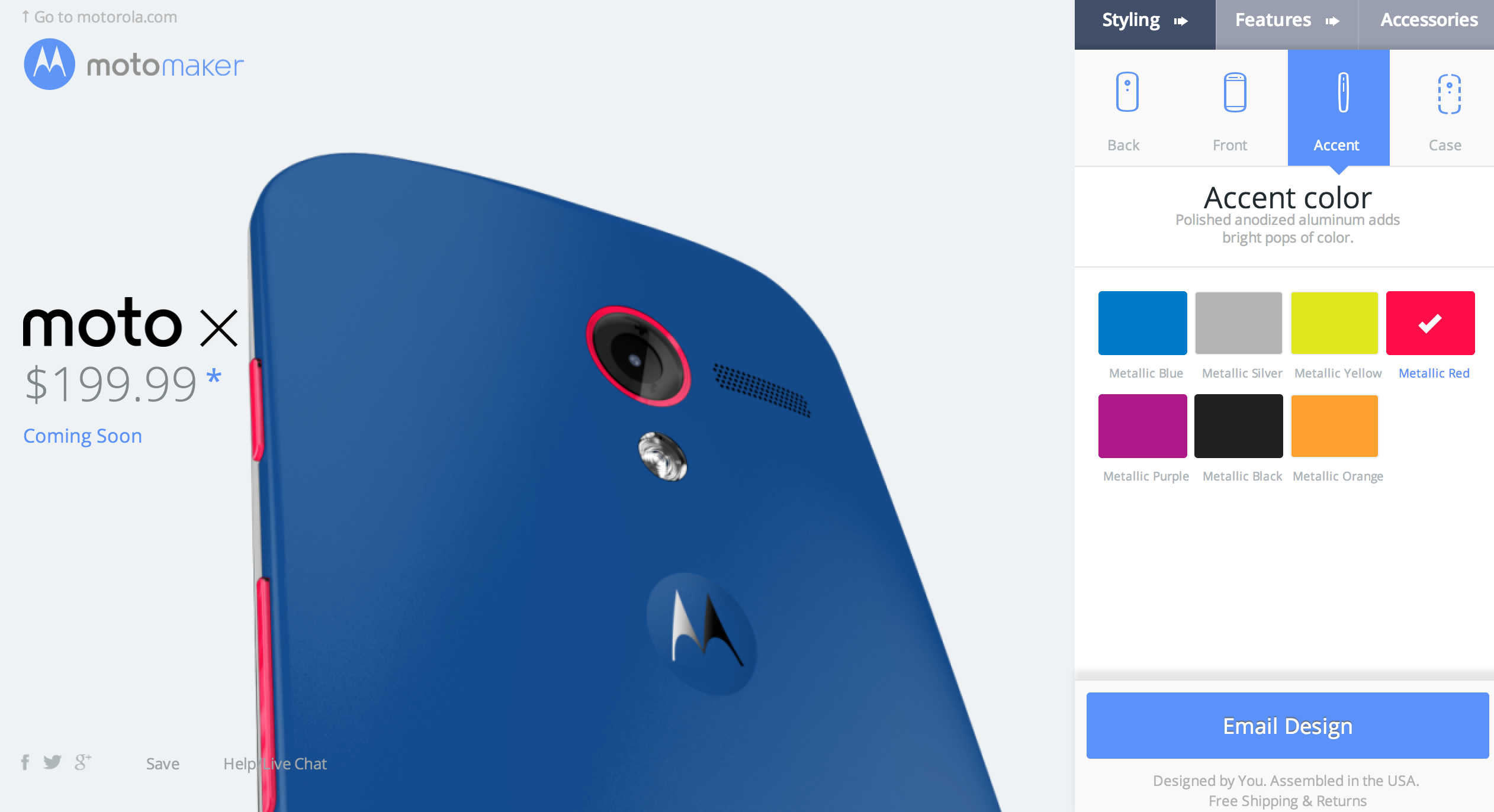 Moto Makerilla voi luoda oman mielensä mukaisesti väritetyn Moto X:n