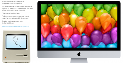 Apple juhlii Macin 30-vuotispäivää verkkosivustonsa etusivulla