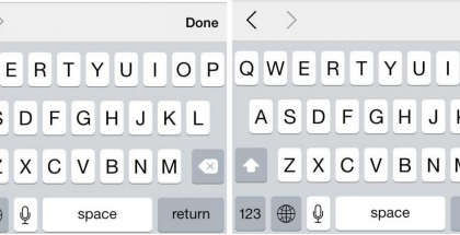iOS 7.1:n shift-näppäin puhututtaa: vasemmalla se on painettuna ja oikealla ei