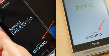 Powered by Android -merkintä uusissa Samsung Galaxy S5 ja HTC One (M8) -puhelimissa