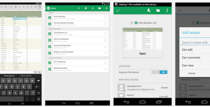 Google Sheets Androidille