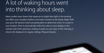 Night Shift lempeyttää iOS 9.3:ssa näytön värejä kellonajan mukaan