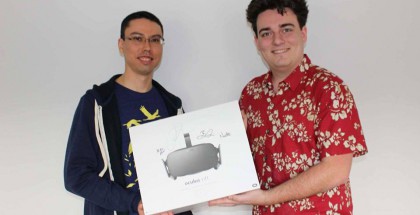 Ross Martin, Oculus VR:n perustaja Palmer Luckey ja ensimmäinen toimitettu Rift