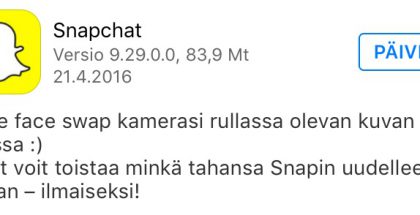 Tiedot Snapchat-pävityksestä iPhonelle.