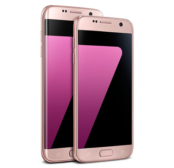 Galaxy S7 ja Galaxy S7 edge Pink Gold -värisenä.