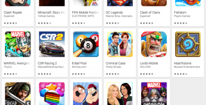 Esimerkkejä Google Playssa alennuksessa olevista peleistä.