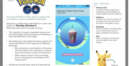 Starbucksin sisäinen kampanjatiedote näyttäisi kertovan myös uusien Pokémonien mukaantulosta.