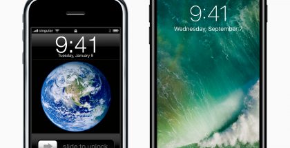 Ensimmäinen iPhone ja uusin iPhone 7.