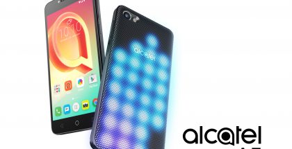 Alcatel-puhelinten uusimpia on erikoisella LED-takakuorella varustettu malli.