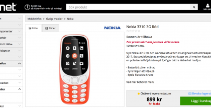 Nokia 3310 3G:llä ruotsalaisessa Inet-verkkokaupassa.