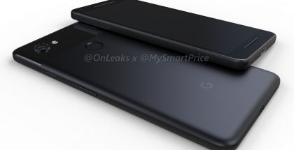 Googlen toisen sukupolven Pixel-puhelimet OnLeaksin yhdessä MySmartPricen kanssa julkaisemassa kuvassa.