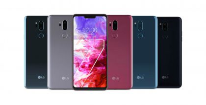LG G7 ThinQ:n eri värivaihtoehdot väitetyssä virallisessa kuvassa.