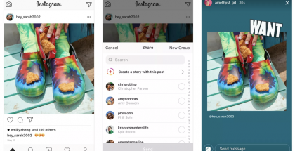 Instagram Stories -tarinoihin voi nyt lisätä omia tai muiden Instagram-julkaisuja.