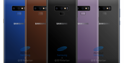 Galaxy Note9:n värivaihtoehdot All About Samsung -sivuston mukaan.