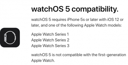 watchOS 5 pudottaa tuen alkuperäiselle Apple Watchille.