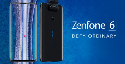 Asus ZenFone 6:ssa on 6,4 tuuman loveton näyttö ja kääntyvä kameramoduuli.
