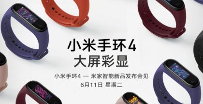 Xiaomi-pomon jo jakama kuva Mi Band 4 -rannekkeista.