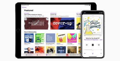 Applen Podcastit-sovellus iPadissa ja iPhonessa.