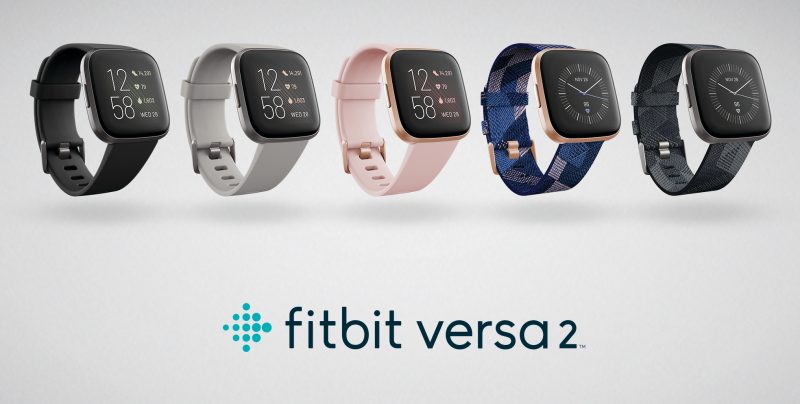 Fitbit Versa 2:n eri tyylivaihtoehtoja.